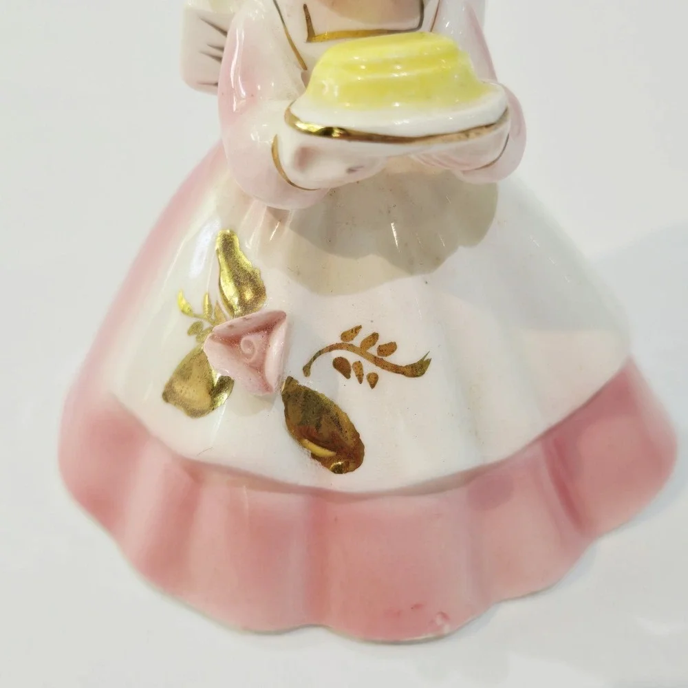 Vintage Josef Originals Pink Dinner Belle Girl with Cake Bell 1950's Beautiful